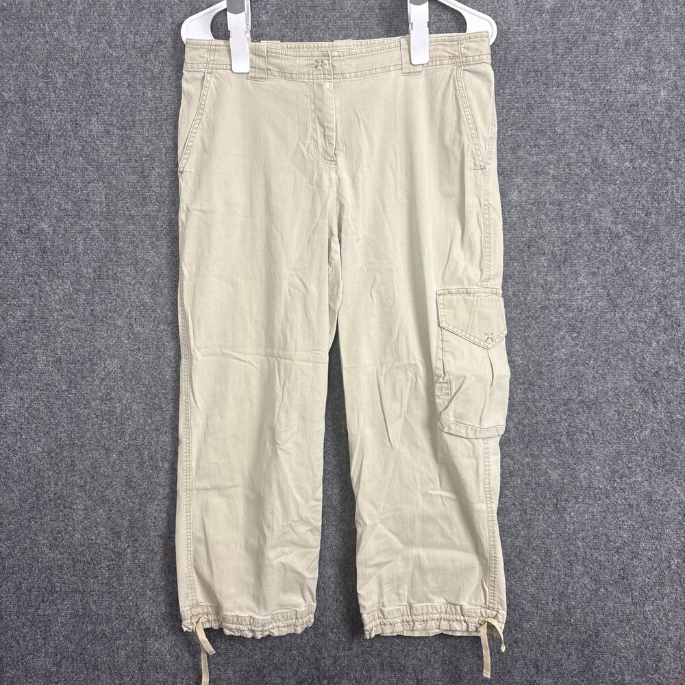 J. JILL Pants Womens Size 10 Beige Cargo Casual Cropped Beach cottagecore